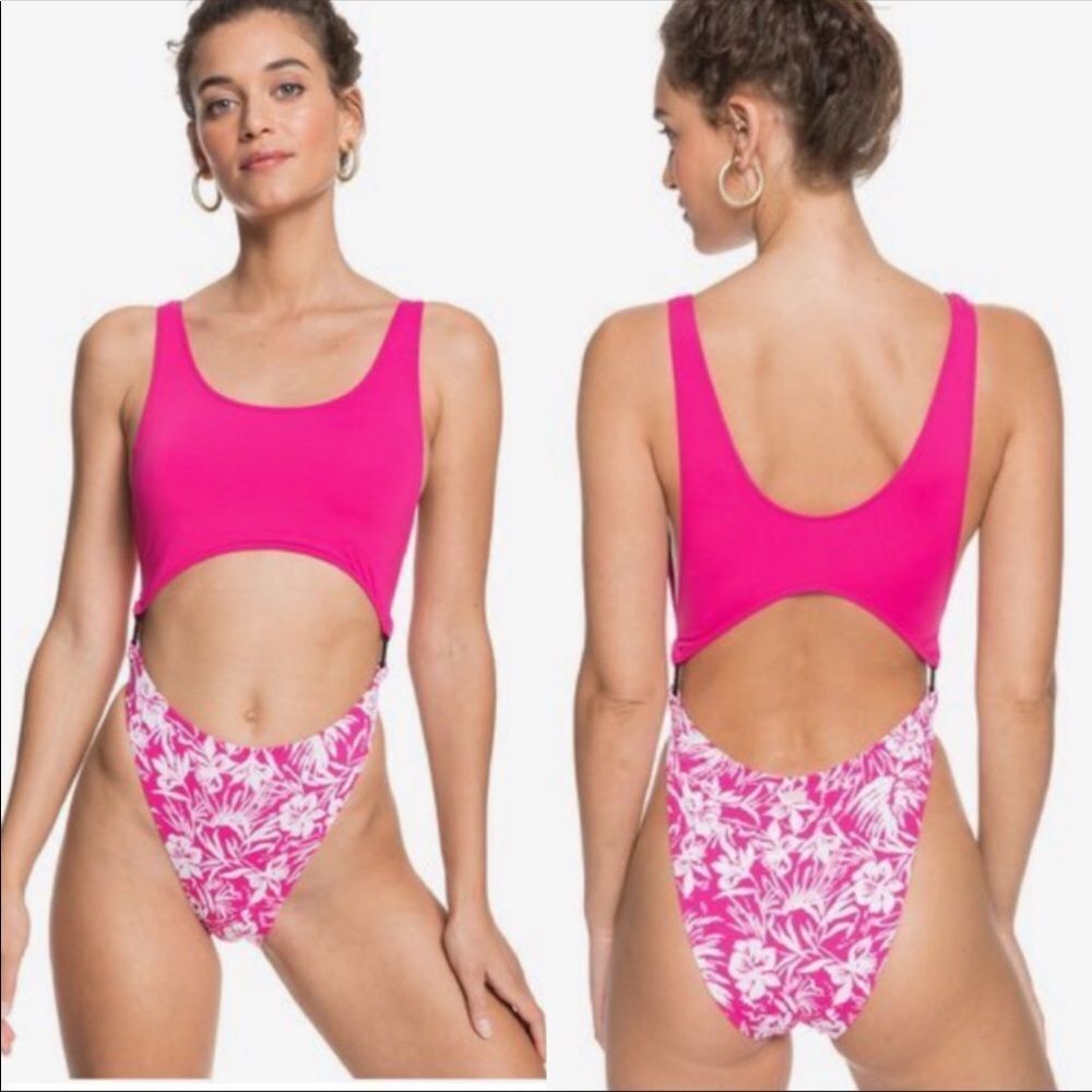 Roxy Blooming Ride One Piece Swimsuit Size Small Pink Beach Bikini NEW